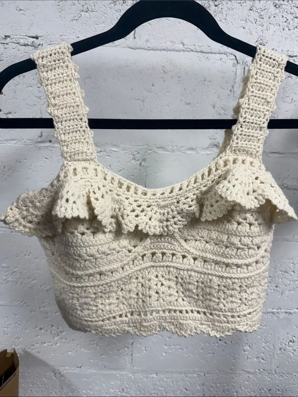SEA New York - Crochet Knitted Crop Tank in Cream - Summer Top Size XS - NWOT